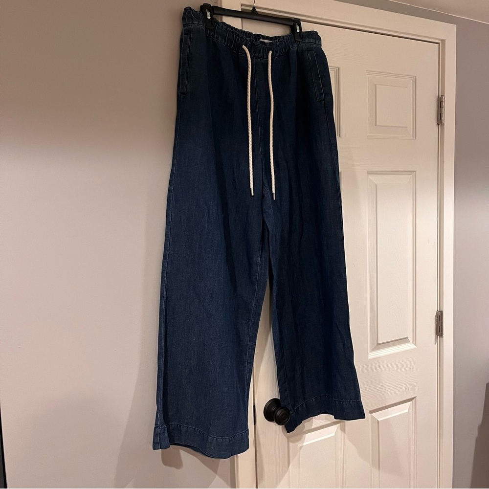 NWT Loft Wide Leg Cotton Pants Elastic Waist Size L